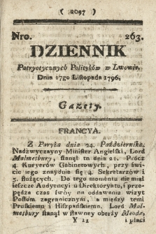 Dziennik Patryotycznych Politykow we Lwowie. 1796, nr 263