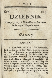 Dziennik Patryotycznych Politykow we Lwowie. 1796, nr 269