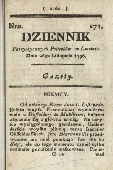 Dziennik Patryotycznych Politykow we Lwowie. 1796, nr 271