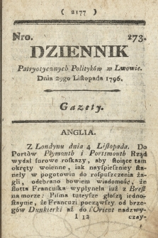 Dziennik Patryotycznych Politykow we Lwowie. 1796, nr 273