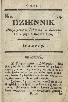 Dziennik Patryotycznych Politykow we Lwowie. 1796, nr 274