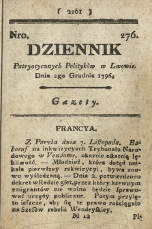 Dziennik Patryotycznych Politykow we Lwowie. 1796, nr 276