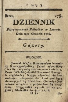 Dziennik Patryotycznych Politykow we Lwowie. 1796, nr 278