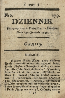 Dziennik Patryotycznych Politykow we Lwowie. 1796, nr 279