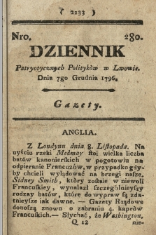 Dziennik Patryotycznych Politykow we Lwowie. 1796, nr 280