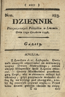 Dziennik Patryotycznych Politykow we Lwowie. 1796, nr 283