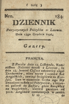 Dziennik Patryotycznych Politykow we Lwowie. 1796, nr 284