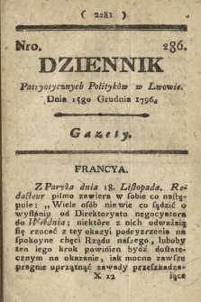 Dziennik Patryotycznych Politykow we Lwowie. 1796, nr 286