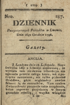 Dziennik Patryotycznych Politykow we Lwowie. 1796, nr 287