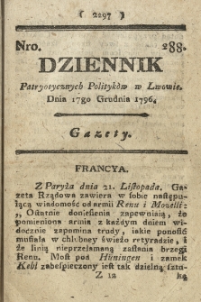 Dziennik Patryotycznych Politykow we Lwowie. 1796, nr 288