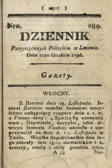 Dziennik Patryotycznych Politykow we Lwowie. 1796, nr 289