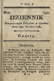 Dziennik Patryotycznych Politykow we Lwowie. 1796, nr 290