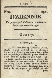 Dziennik Patryotycznych Politykow we Lwowie. 1796, nr 297