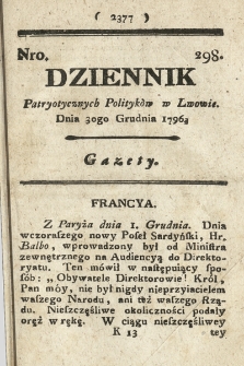 Dziennik Patryotycznych Politykow we Lwowie. 1796, nr 298