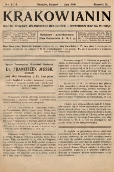 Krakowianin : organ Towarz. Właścicieli Realności. R.2, 1910, nr 3 i 4