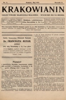 Krakowianin : organ Towarz. Właścicieli Realności. R.2, 1910, nr 6
