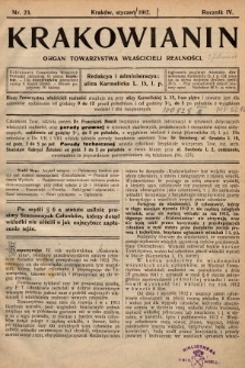Krakowianin : organ Towarzystwa Właścicieli Realności. R.4, 1912, nr 23