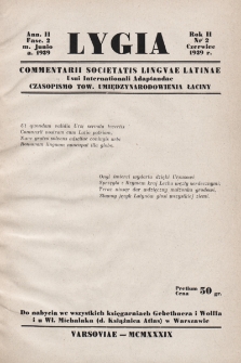 Lygia : commentarii Societatis Linguae Latinae Usui Internationali Adaptandae. 1939, fasc. 2
