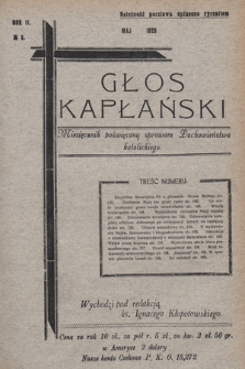 Głos Kapłański : miesięcznik poświęcony sprawom duchowieństwa katolickiego. 1928, nr 5