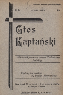 Głos Kapłański : miesięcznik poświęcony sprawom duchowieństwa katolickiego. 1929, nr 1