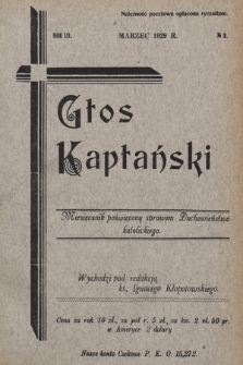 Głos Kapłański : miesięcznik poświęcony sprawom duchowieństwa katolickiego. 1929, nr 3