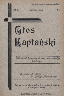 Głos Kapłański : miesięcznik poświęcony sprawom duchowieństwa katolickiego. 1929, nr 4