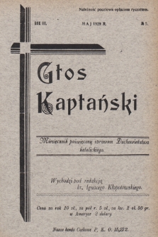 Głos Kapłański : miesięcznik poświęcony sprawom duchowieństwa katolickiego. 1929, nr 5