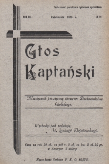 Głos Kapłański : miesięcznik poświęcony sprawom duchowieństwa katolickiego. 1929, nr 10