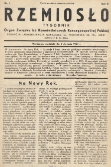 Rzemiosło : organ Związku Izb Rzemieślniczych Rzeczypospolitej Polskiej. 1937, nr 1