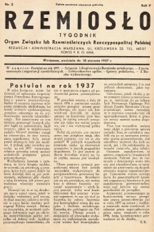 Rzemiosło : organ Związku Izb Rzemieślniczych Rzeczypospolitej Polskiej. 1937, nr 2