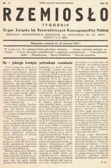 Rzemiosło : organ Związku Izb Rzemieślniczych Rzeczypospolitej Polskiej. 1937, nr 4
