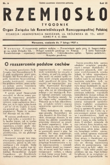 Rzemiosło : organ Związku Izb Rzemieślniczych Rzeczypospolitej Polskiej. 1937, nr 6