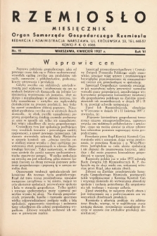 Rzemiosło : organ Samorządu Gospodarczego Rzemiosła. 1937, nr 11