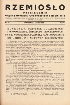 Rzemiosło : organ Samorządu Gospodarczego Rzemiosła. 1937, nr 14