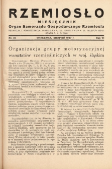 Rzemiosło : organ Samorządu Gospodarczego Rzemiosła. 1937, nr 15