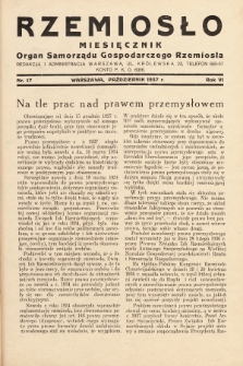 Rzemiosło : organ Samorządu Gospodarczego Rzemiosła. 1937, nr 17