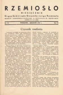 Rzemiosło : organ Samorządu Gospodarczego Rzemiosła. 1937, nr 19