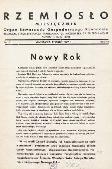 Rzemiosło : organ Samorządu Gospodarczego Rzemiosła. 1939, nr 1