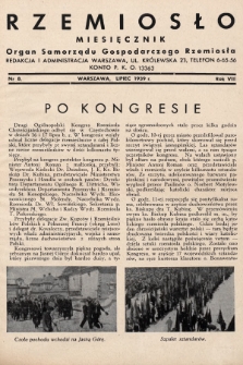 Rzemiosło : organ Samorządu Gospodarczego Rzemiosła. 1939, nr 8