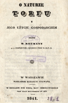 O naturze torfu i jego użyciu gospodarczem