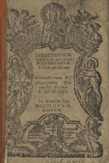 Directorium Officii Divini Missarumque Celebrandarum Carmelitarum Discalceatorum Provinciæ Polonæ S. Spiritus in Annum 1789