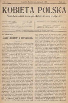 Kobieta Polska : pismo „Związku katolickich Stowarzyszeń kobiet i dziewcząt pracujących". 1919, nr  12