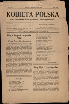 Kobieta Polska : pismo „Związku katolickich Stowarzyszeń kobiet i dziewcząt pracujących". 1921, nr  1-2