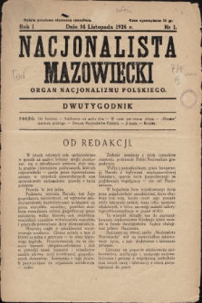 Nacjonalista Mazowiecki : organ nacjonalizmu polskiego. 1926, nr 1
