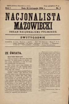 Nacjonalista Mazowiecki : organ nacjonalizmu polskiego. 1926, nr 2