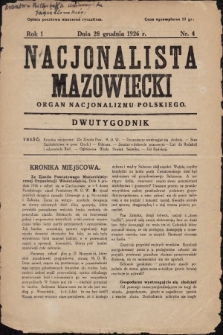 Nacjonalista Mazowiecki : organ nacjonalizmu polskiego. 1926, nr 4