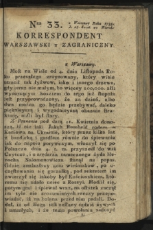 Korrespondent Warszawski y Zagraniczny. 1795, nr 33