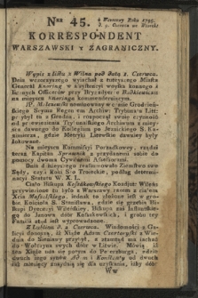 Korrespondent Warszawski y Zagraniczny. 1795, nr 45