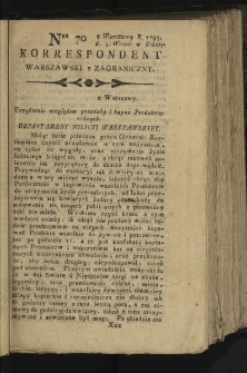 Korrespondent Warszawski y Zagraniczny. 1795, nr 70