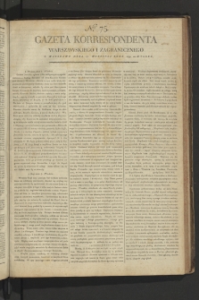 Gazeta Korrespondenta Warszawskiego i Zagranicznego. 1799, nr 75